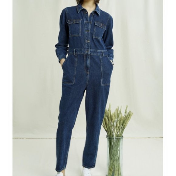 People Tree Pants - People Tree Ethically Made Yara Denim Boilersuit Jumpsuit